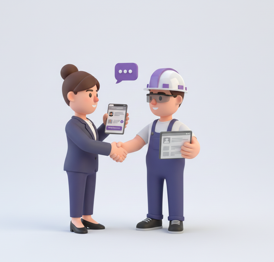 Both sides connect in a controlled B2B environment