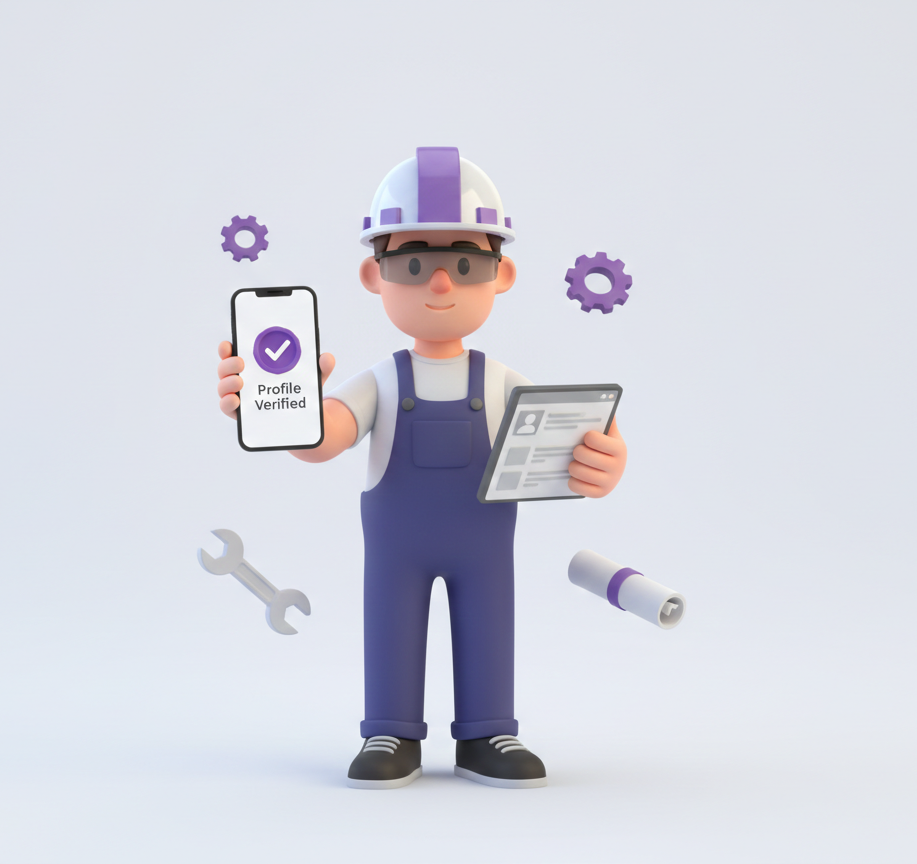 Contractors create and verify profiles